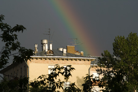 Rainbow upon strange roof